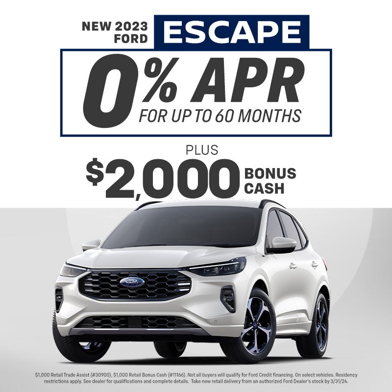 2023 Escape 0% APR for 60 Months plus $2000 Bonus Cash